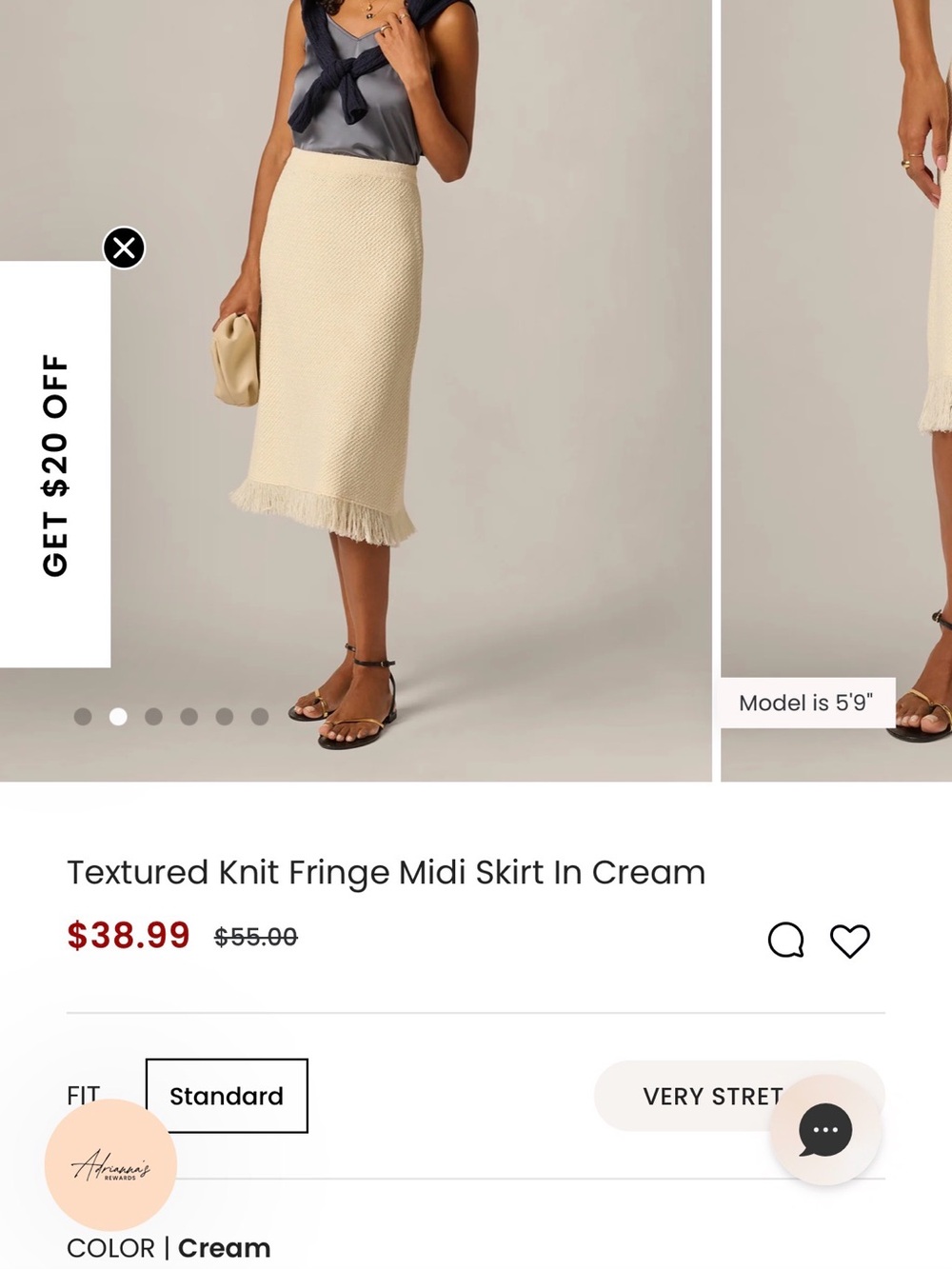 Adrianna Papell Cream Textured Knit Fringe Midi Skirt